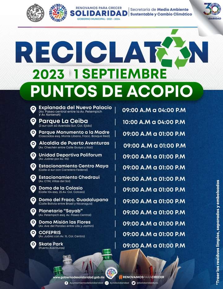 Con el programa “Reciclatón” se protege al medio ambiente – H. Ayuntamiento de Solidaridad
