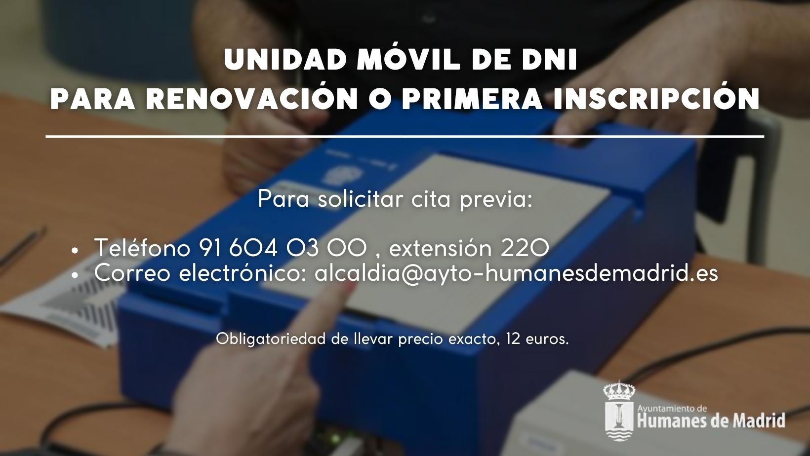 Una unidad móvil del DNI se desplazará a Humanes de Madrid el 21 de marzo