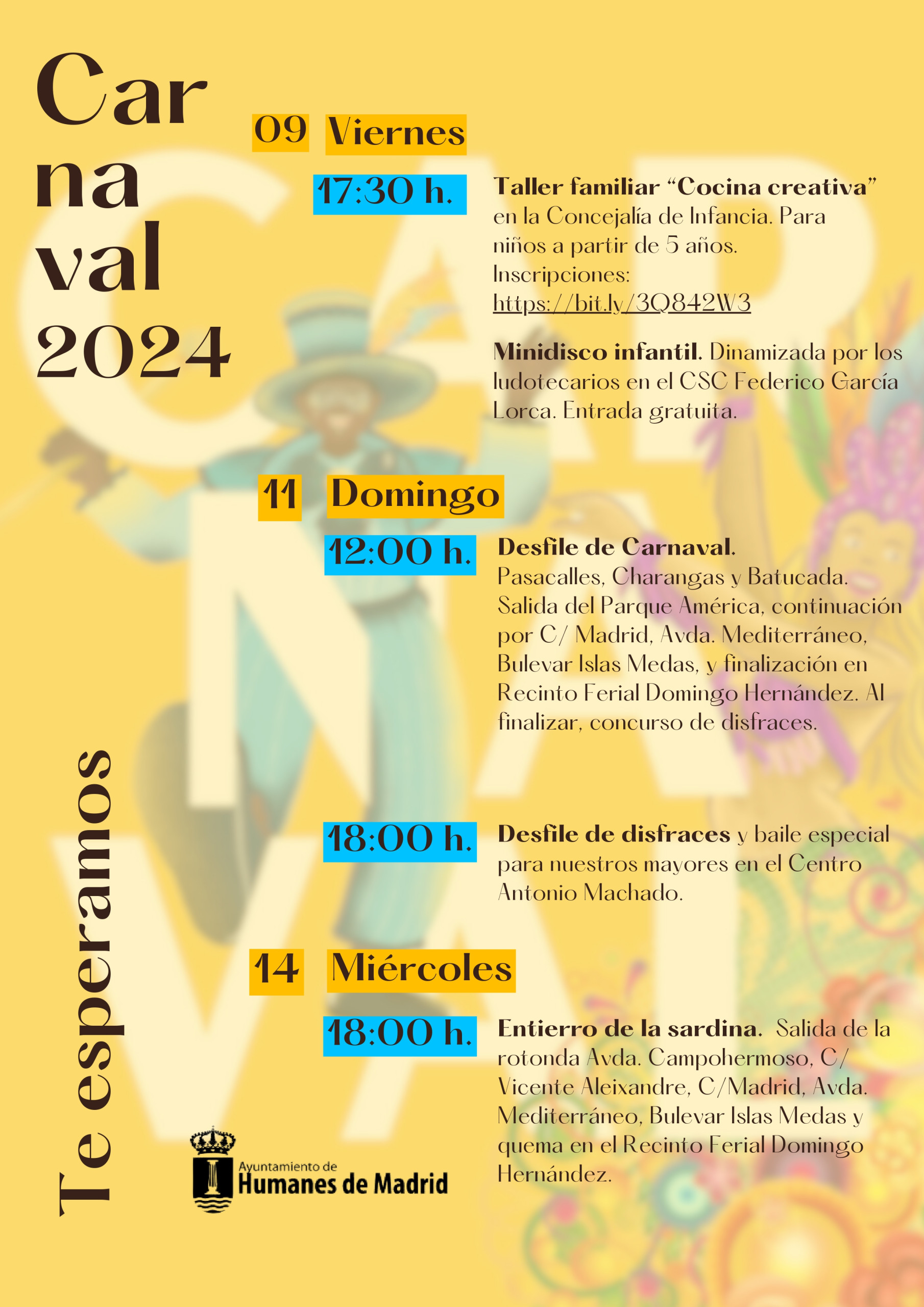 Programación de CARNAVAL 2024 | Ayuntamiento Humanes de Madrid